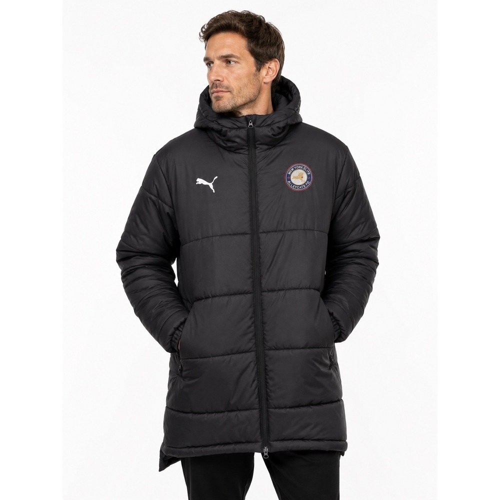 Puma Mens New York Elite Alleycats FC Sideline Parka Black Puffer Bench Jacket